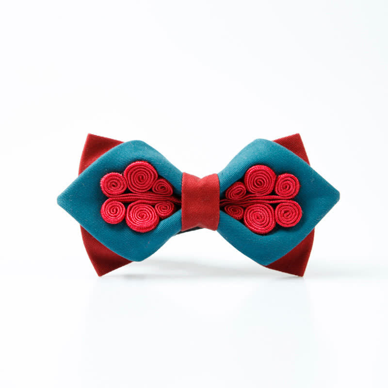 Men's Stylish Deep Blue Wine Red Wedding Bow Tie