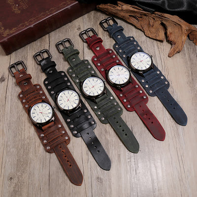 Men's Personalized Retro Fashion Cuff Leather Watch