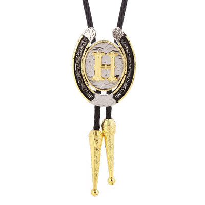 Modern Western Horseshoe Initial Letter A To Z Bolo Tie