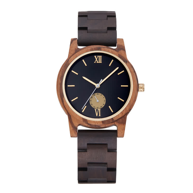 Men's Black Dial Quartz Movement Wooden Watch