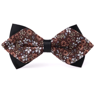 Men's Floral Double Layered Pointed Cotton Bow Tie