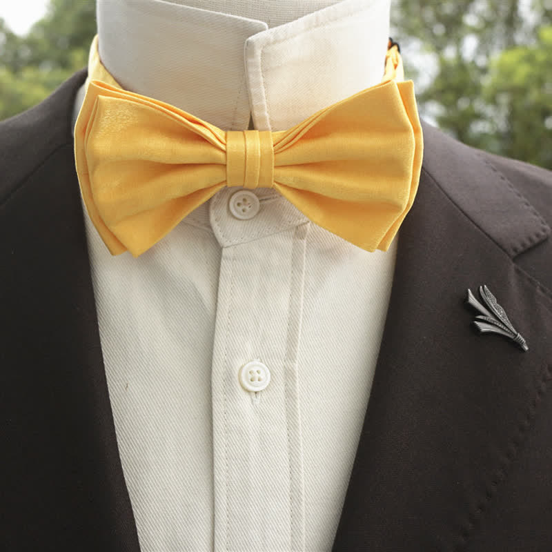 Men's Bright Double-Layered Solid Color Bow Tie