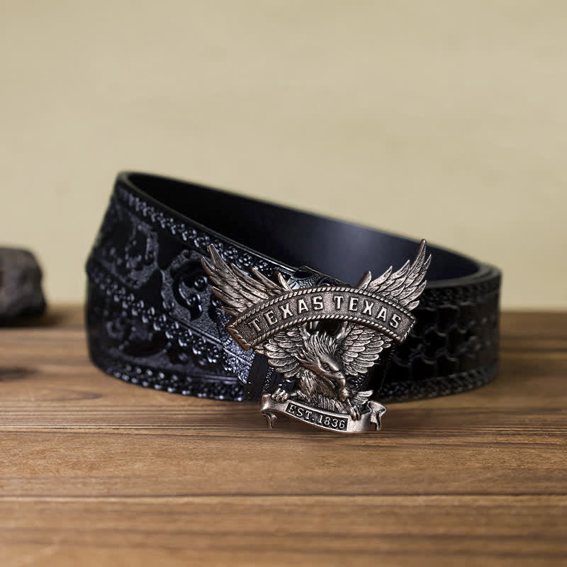 Men's DIY Retro Western Texas Eagle Buckle Leather Belt