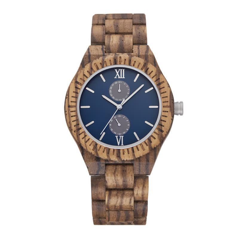 Men's Eco Friendly Wood Two Sub-Dial Wooden Watch