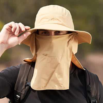 Men's Detachable Face Mask Hiking Bucket Hat