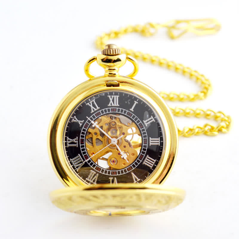 Classic Roman Numerals Antique Mechanical Pocket Watch