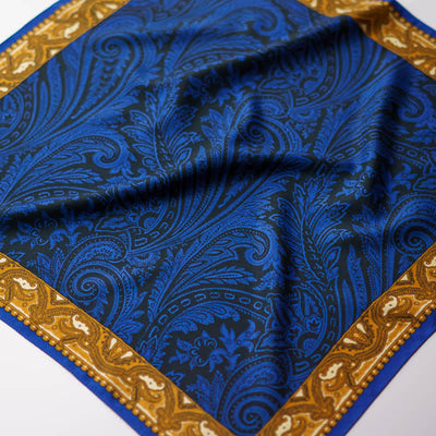 Exotic Paisley Printed Square Scarf with Scarf Buckle