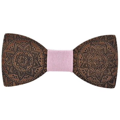 Men's Engraving Luxury Flower Wooden Bow Tie