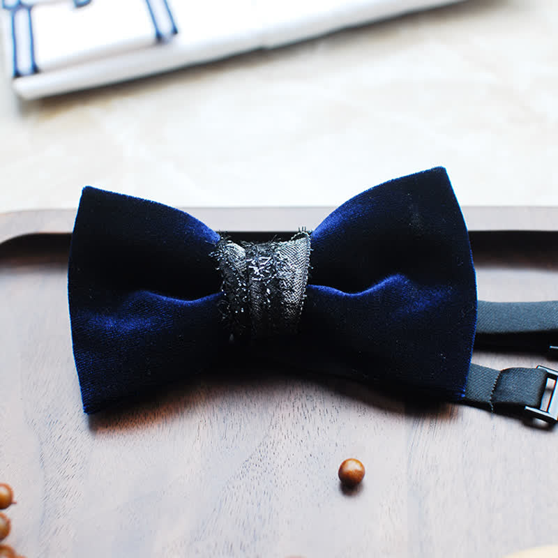 Men's Noble Navy Glossy Velvet Bow Tie