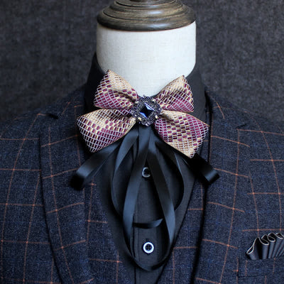 Classic British Style Ribbon Tassel Bow Tie