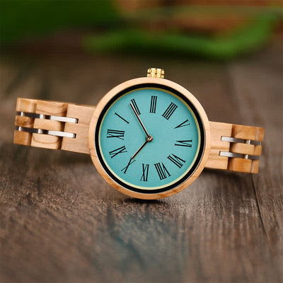 Women's Minimalist Roman Numerals Wooden Watch