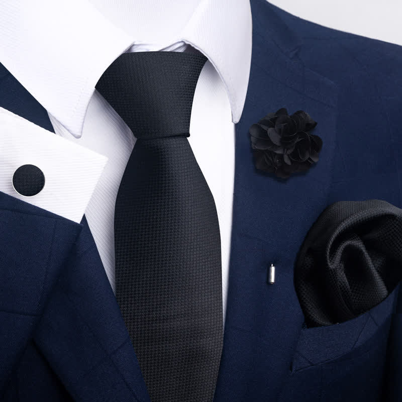 4Pcs Men's Black Series Formal Necktie Set