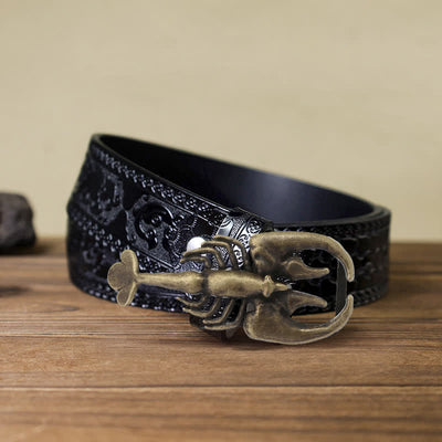 Men's DIY Animal Mini Scorpion Buckle Leather Belt