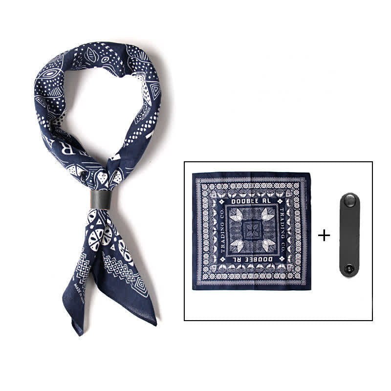 Fasion Paisley Printed Square Scarf with Scarf Buckle