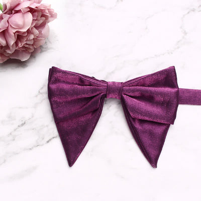 Men's Gloss Fabric Double Layered Oversized Pointed Bow Tie