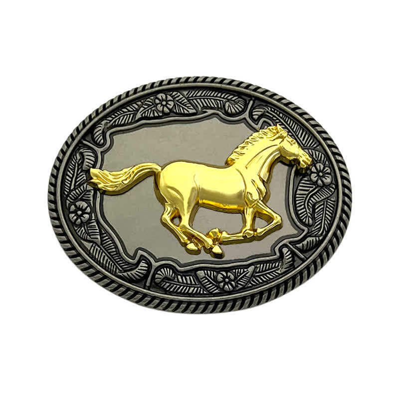 Men's DIY Horse Bull Animal Buckle Leather Belt