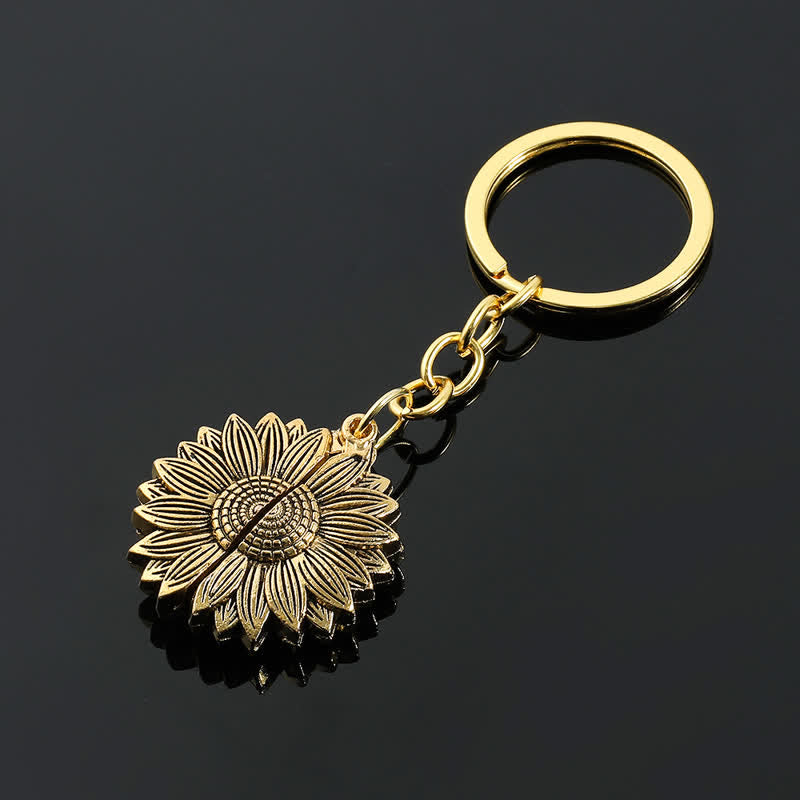 Vintage Sunflower Locket Pendant Keychain Necklace