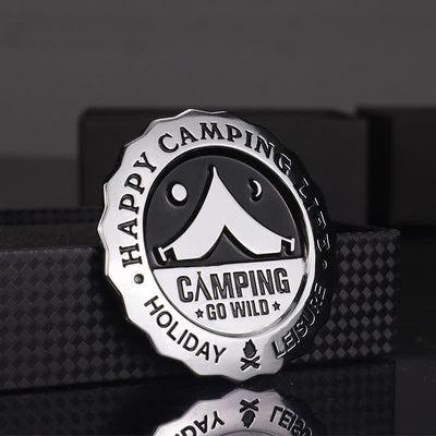 Happy Camping Life Go Wild Metal Sticker Car Badge