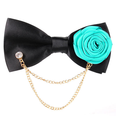 Men's Elegant Rose Golden Chain Decoration Bow Tie