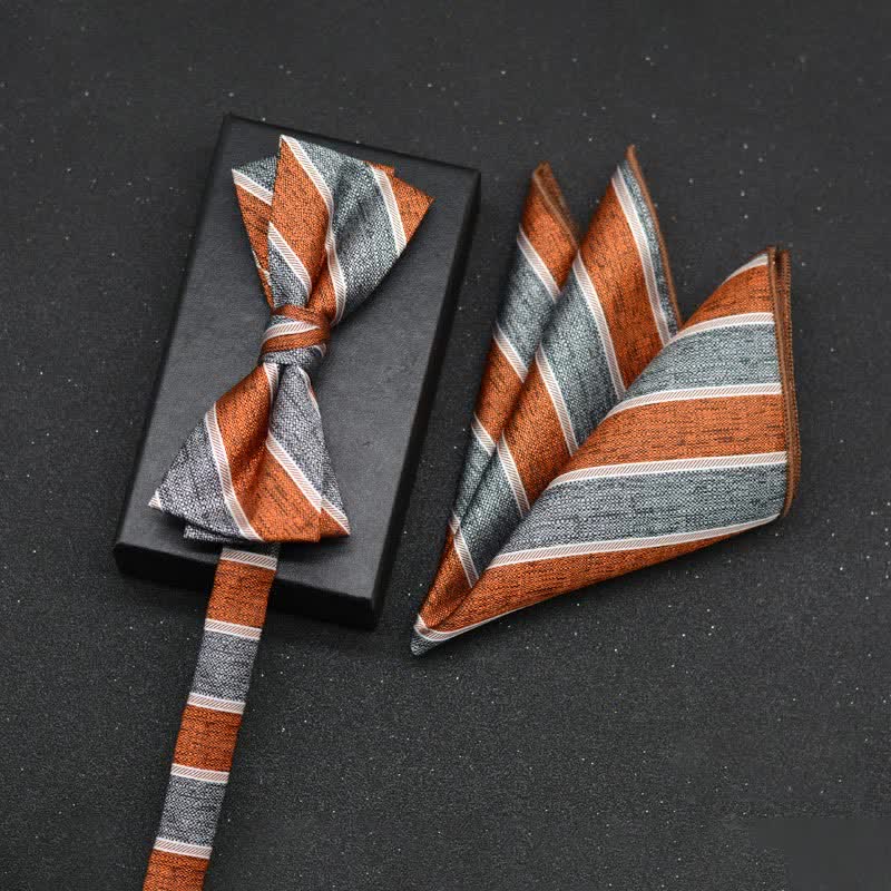 2Pcs Men's Elegant Floral Bow Tie Handkerchief Set