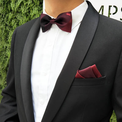 Men's Albizia Flower Gradient Burgundy Black Bow Tie