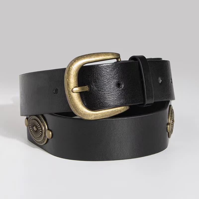 Women's Concho Rivets Metal Decoration Leather Belt