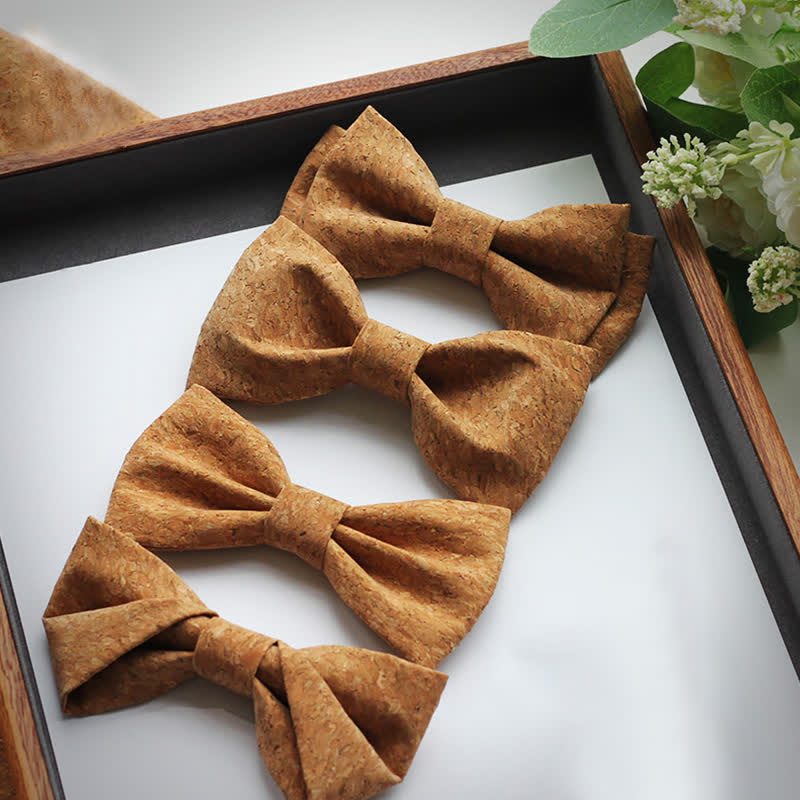 Men's Cork Wood Pattern Bow Tie