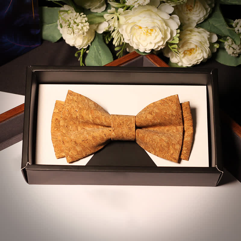 Men's Cork Wood Pattern Bow Tie