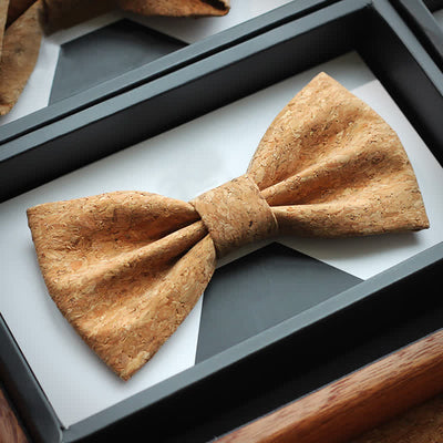 Men's Cork Wood Pattern Bow Tie