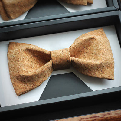 Men's Cork Wood Pattern Bow Tie