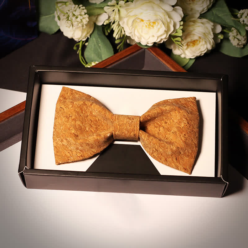 Men's Cork Wood Pattern Bow Tie