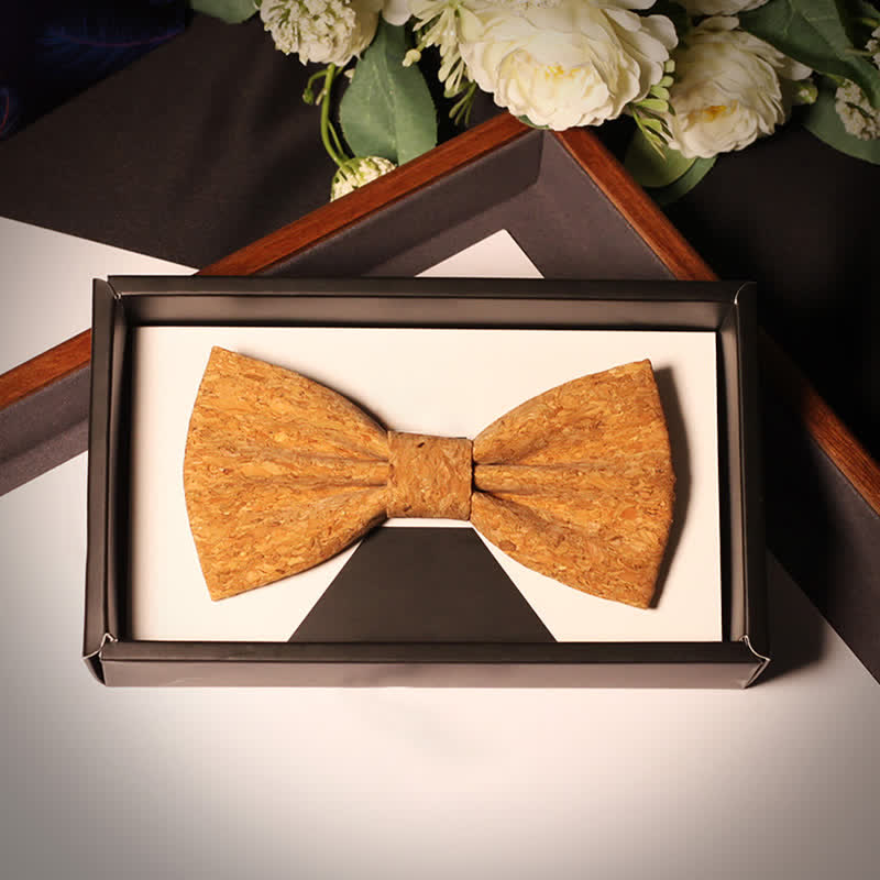 Men's Cork Wood Pattern Bow Tie