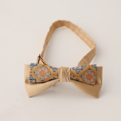 Men's Unqiue Two-Layer Patchwork Floral Bow Tie