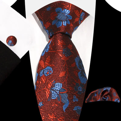 3Pcs Men's Graceful Exquisite Floral Pattern Necktie Set