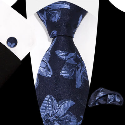 3Pcs Men's Graceful Exquisite Floral Pattern Necktie Set