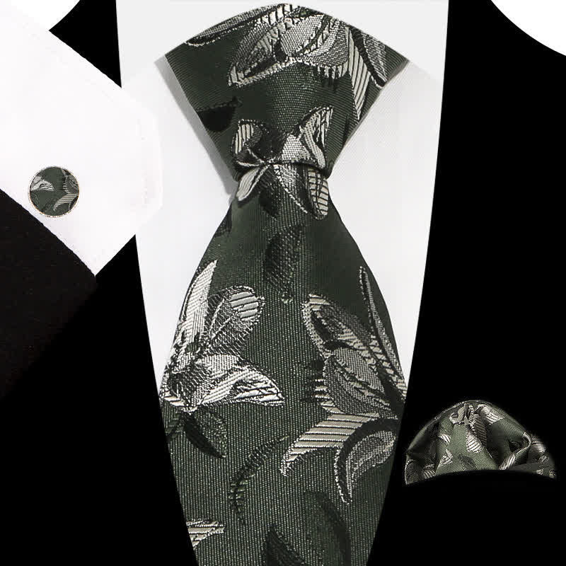 3Pcs Men's Graceful Exquisite Floral Pattern Necktie Set