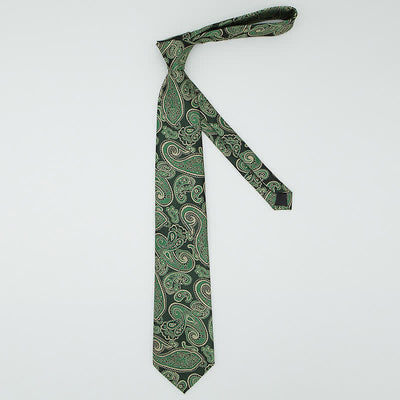 3Pcs Men's Green & Black Shade Paisley Necktie Set