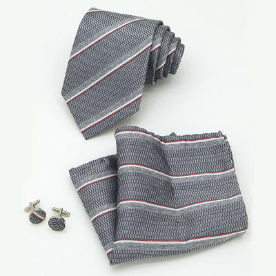 3Pcs Men's Casual Striped Office Accessory Necktie Set