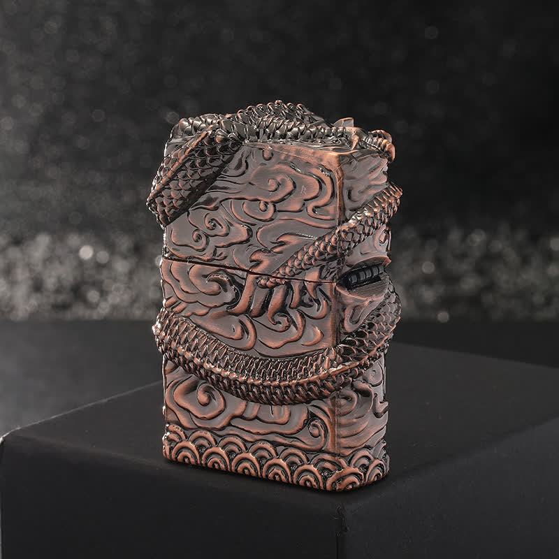 Retro Carved Dragon Design Refillable Kerosene Lighter