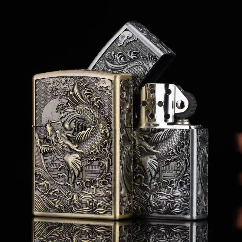 Dragon Fish Relief Refillable Kerosene Lighter