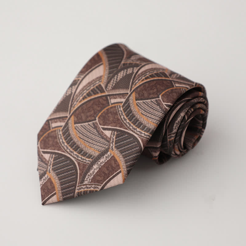 Men's Brown Abstract Geometric Pattern Necktie