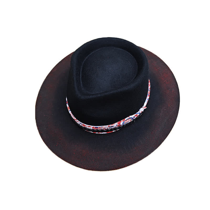 Funny Red Paisley Band Belt Black Cowboy Hat