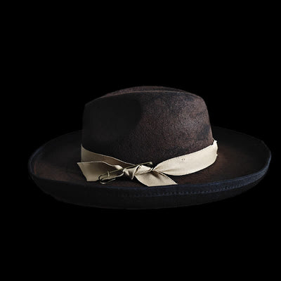 Black Wool Fedora Ribbon Knot Cowboy Hat