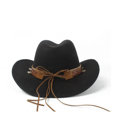 Retro Wide Brimmed Braided Rope Band Cowboy Hat