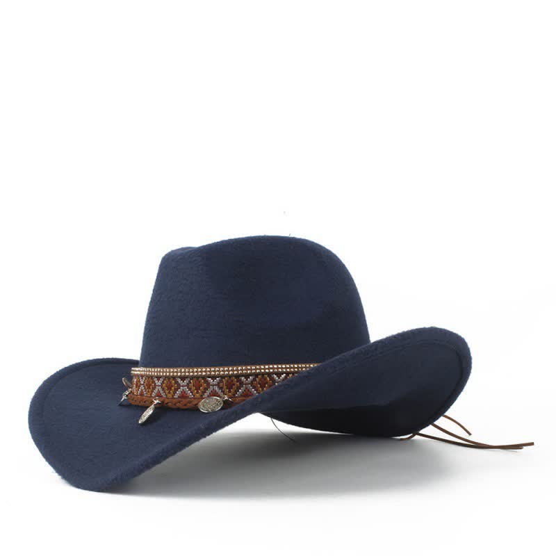 Retro Wide Brimmed Braided Rope Band Cowboy Hat