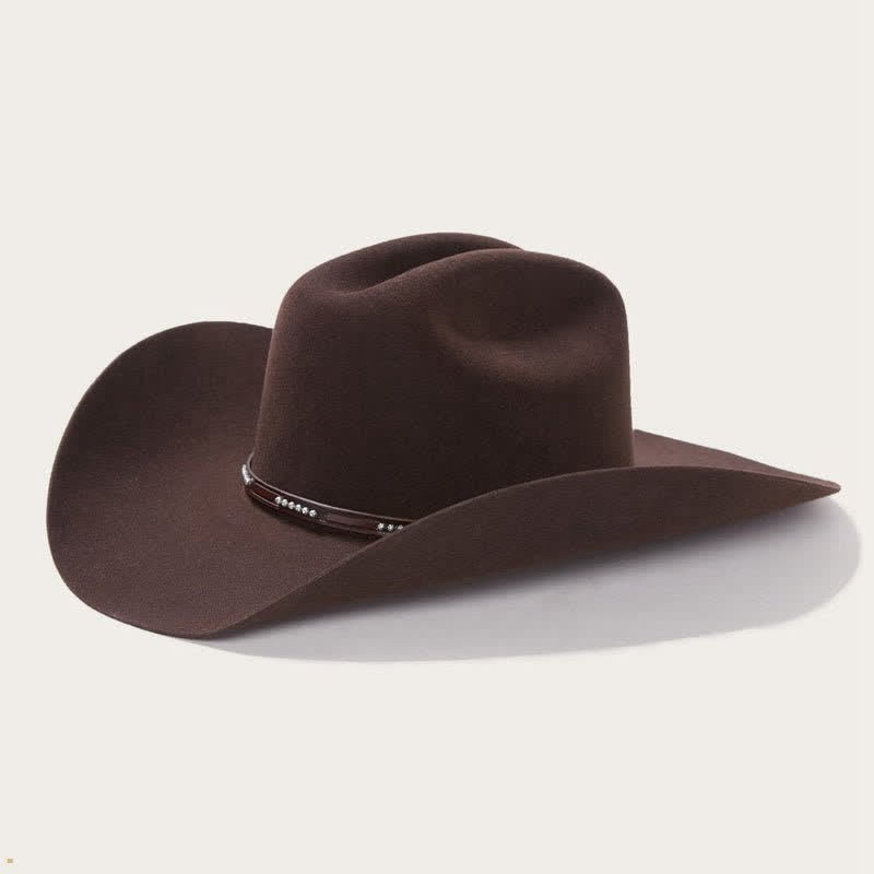 Simple Solid Coffee Color Wide Brimmed Cowboy Hat