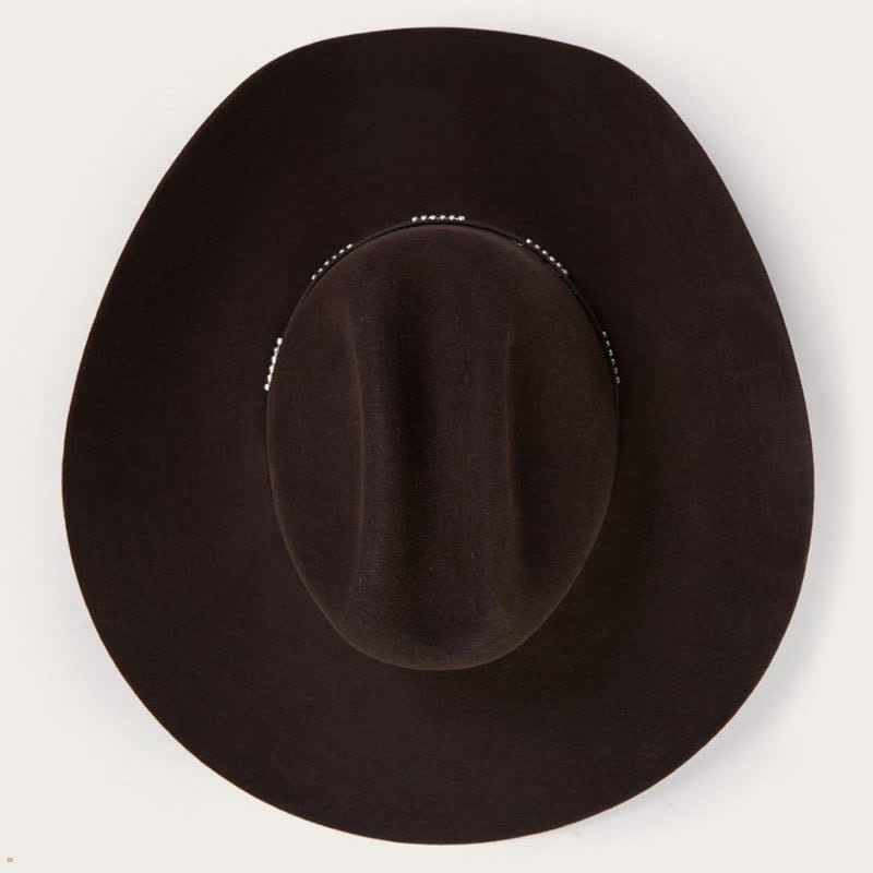 Simple Solid Coffee Color Wide Brimmed Cowboy Hat