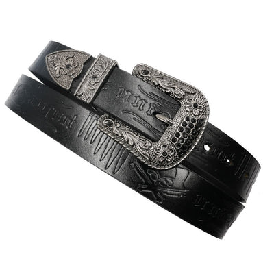 Rhinestones Buckle Gun Bullet Embossment Leather Belt