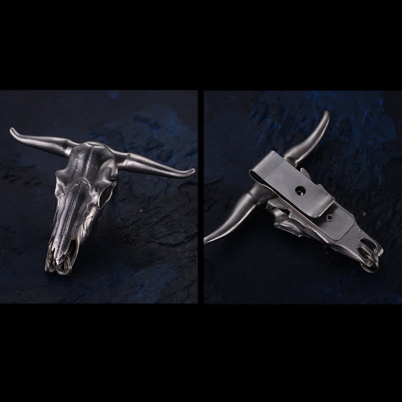 Longhorn Bull Head Multi-function EDC Tool Pendant Belt Buckle