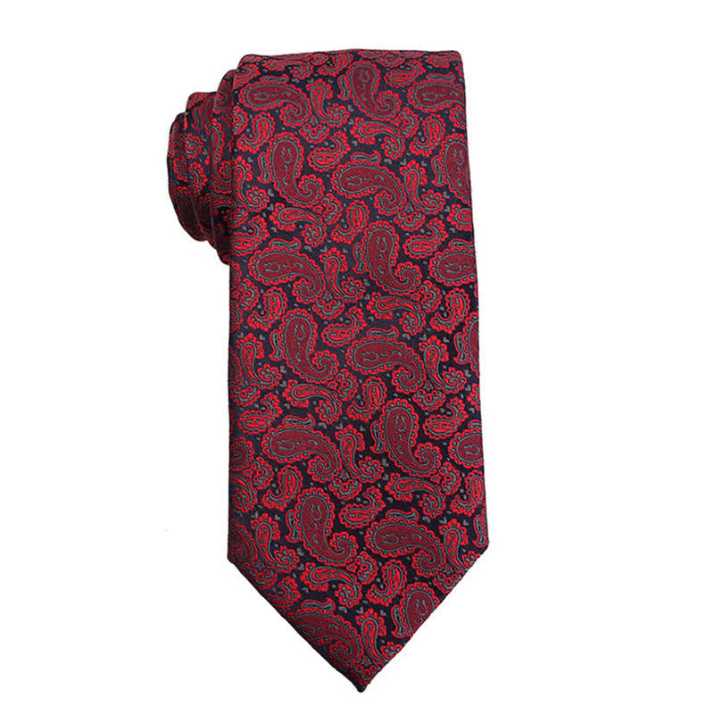 Men's Dark Red Series Paisley Evening Dress Accessories Necktie